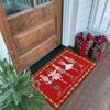 VIKAMA Red Walnut Decorative Door Mat for Christmas Happy Family Decor - Indoor and Outdoor Slip-resistant Entrance Carpet