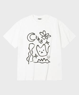 FALLETT Drawing Nero Short Sleeve T-Shirt White