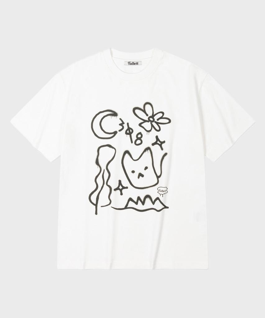 FALLETT Drawing Nero Short Sleeve T-Shirt White