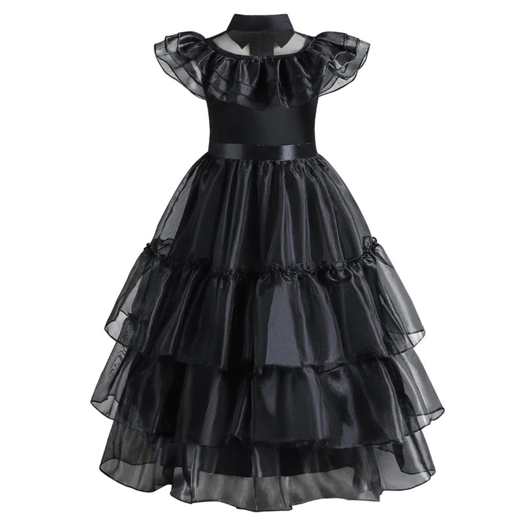 Girls Addams Family Cosplay Kids Disney Princess Birthday Christmas Halloween Play Cosplay [KOVIDSUN] Dress, Dress, Costume, Costume, Dress, Present,