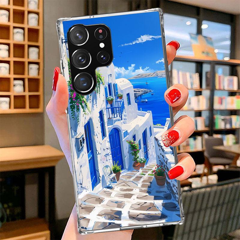 Griechenland im Sommer Santorini Handyhülle für Samsung Galaxy S26 S25 Edge S24 Ultra S23 S22 Plus S21 S20 FE Weiche Hülle Galaxy