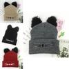Cozy Cat Ears Women Hat Knitted Acrylic Warm Winter Beanie Caps For Fashionable Comfort