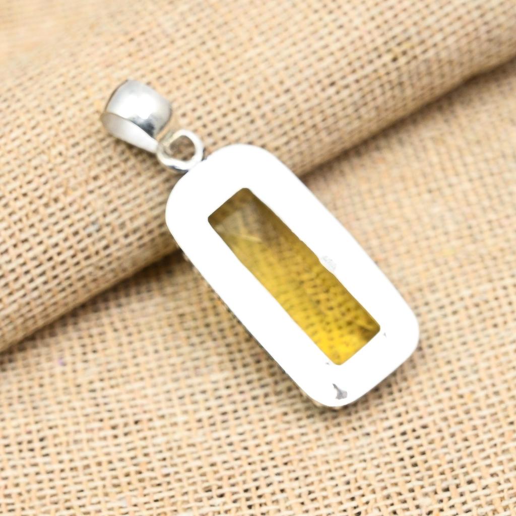 Citrine Gemstone Handmade Solid 925 Sterling Silver Jewelry Anniversary Pendant For Her