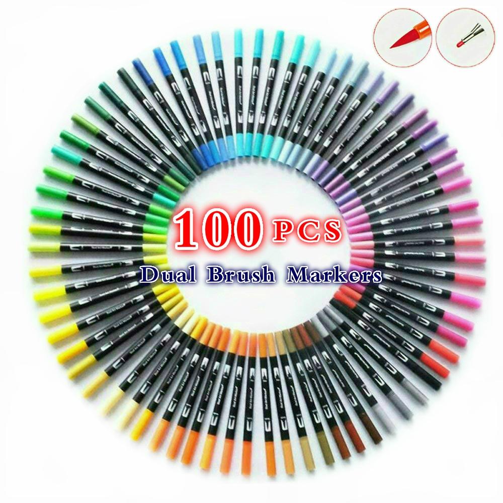 100 шт. цвета, кисть с двойным наконечником, маркеры, Magicfly ...