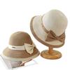 Elegant Bucket Hat Women's Straw Bow Beach Hat Crimped Temperament Straw Hat Summer Sun Hat Top Hat