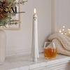 White Wax Ghost Shaped Candles Halloween Flameless Taper Candles, Battery Operated Flickering Candle Light with Safe for Kids Remote, Real 3D Wick LED