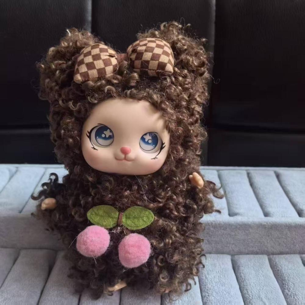 Portachiavi Bambola in Vinile Personaggio Cartone Animato Capelli Ricci Faccia in Vinile Bambola di Peluche Ciondoli da Appendere Bambine Donne
