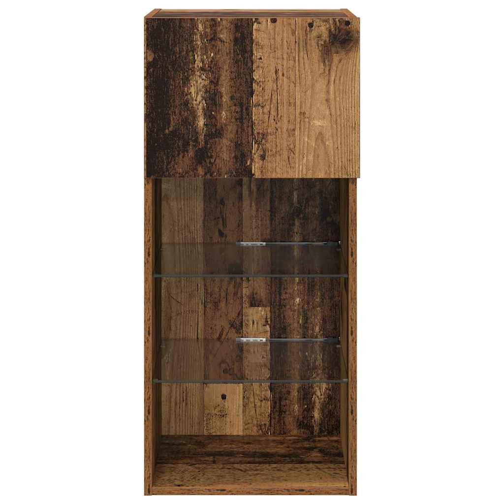 Wall Mounted TV Cabinet with LED Lighting Reclaimed Wood Finish 40.5 x 30 x 90 cm