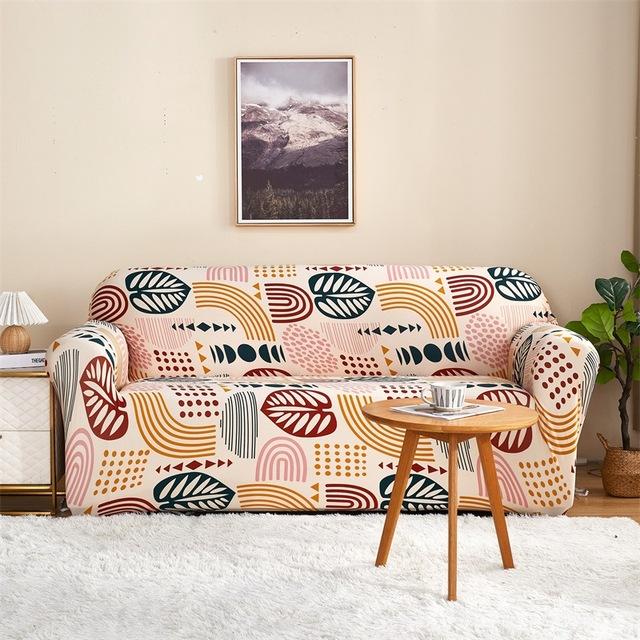 Elastischer, vollständig umwickelter Sofabezug aus Milchseide mit Aufdruck, universeller Couchbezug, Sofa-Schonbezüge, rutschfeste Bezüge für das Wohnzimmer