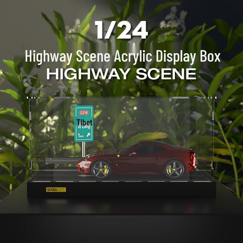 

1:24 Scale Dustproof Acrylic Car Model Display Box with Road Scene Simulation
