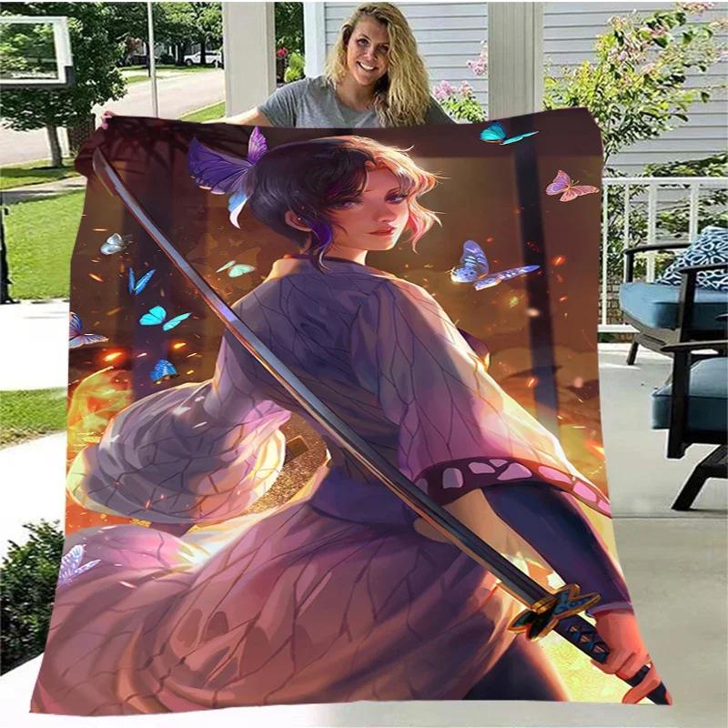 

Fashion Ghost Blade 3D Printed Comic Character Kamado Nezuko Wallpaper Girl Gift Blanket Sofa Bed Travel Camping Blanket# 75X95CM сірий колір
