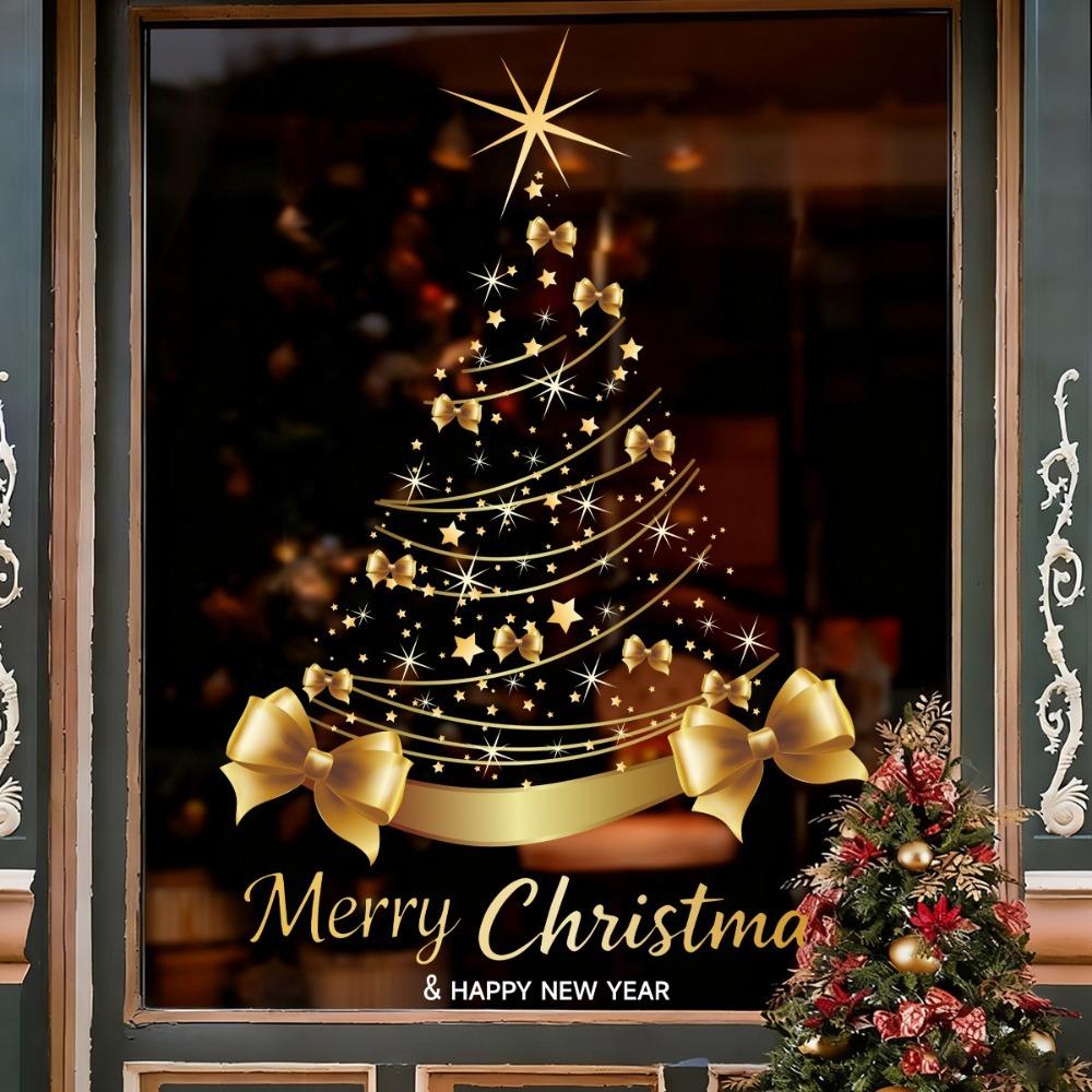 Double-Sided Printed Christmas Tree Electrostatic Stickers Christmas Tree Window Decal Store