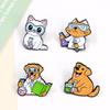Cartoon Chemistry Experiment Animals Brooch Creative Cat Test Tube Scientific Research Dog Doctor Lapel Badges Bag Jewelry Gifts