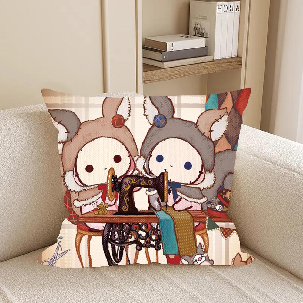 Sentimental Circus Cute Pillow Case Square Double-Sided Printing Short Plush Sofa Cushion Cover Bedroom Bedside