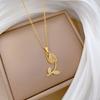 Cat'S Eye Tulip Fashion Light Luxury Temperament Gorgeous Personality Necklace Female Versatile Collarbone Chain Titanium Steel