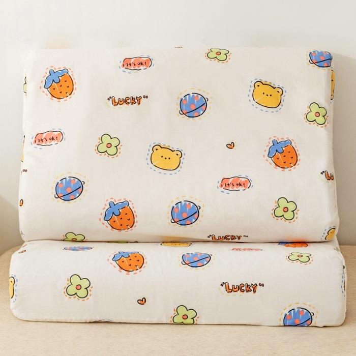 

Подушка из тайского латекса для детей, наволочка из хлопка, подушка со свежим рисунком от Student Cartoon, подушка для защиты шеи, основа подушки для сна 27 * 44 * 6cm