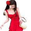 2024 Japanese Bright Red Women's Tummy Control One-Piece Swimsuit