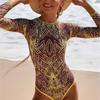 Sunscreen Swimsuit For Women Long-sleeved Mesh One-piece Swimsuit Set Summer Beach