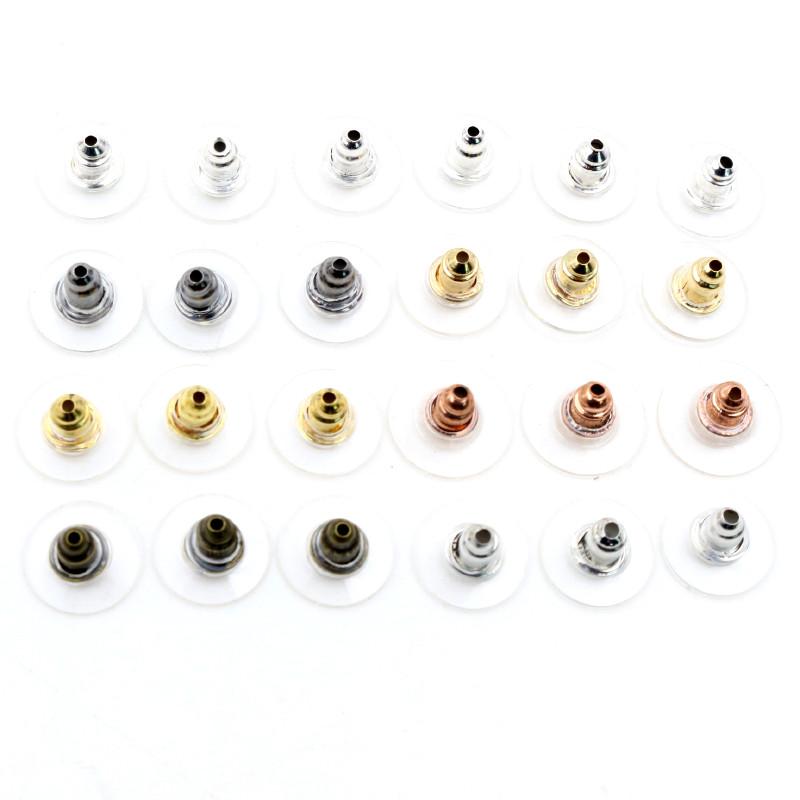 100pcs/Lot 11x6mm Plastic Metal Earring Backs Bullet Stoppers Earnuts Ear Plugs Gold/Silver Plated Findings Jewelry Accessories
