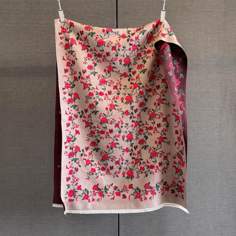 

Autumn and winter new medium rose printing scarf women s imitation cashmere thickened warm shawl elegant versatile scarf 66*192cm