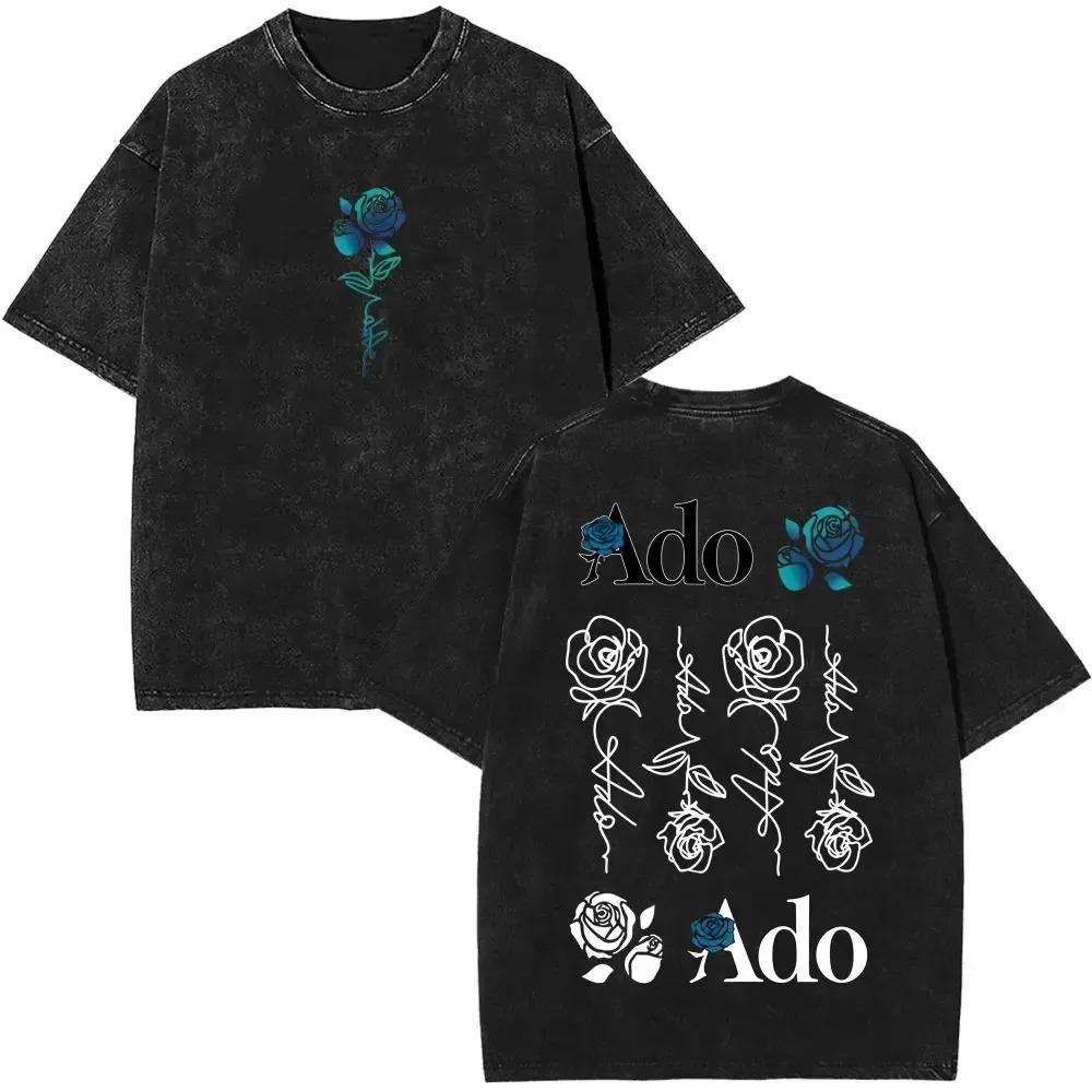 WORLD TOUR  Ado Hibana Merch Washed Vintage Tees Men Women Streetwear Hip Hop TShirt Graphic Printed Tees Tops  Cotton
