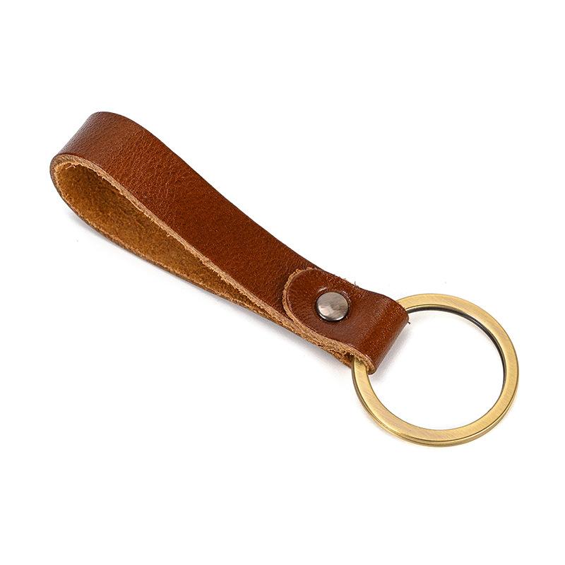 Leather Keychain Original And Personalized Retro Mad Horse Leather Key Ring Key, First Layer Key Pendant, A Large Number Of