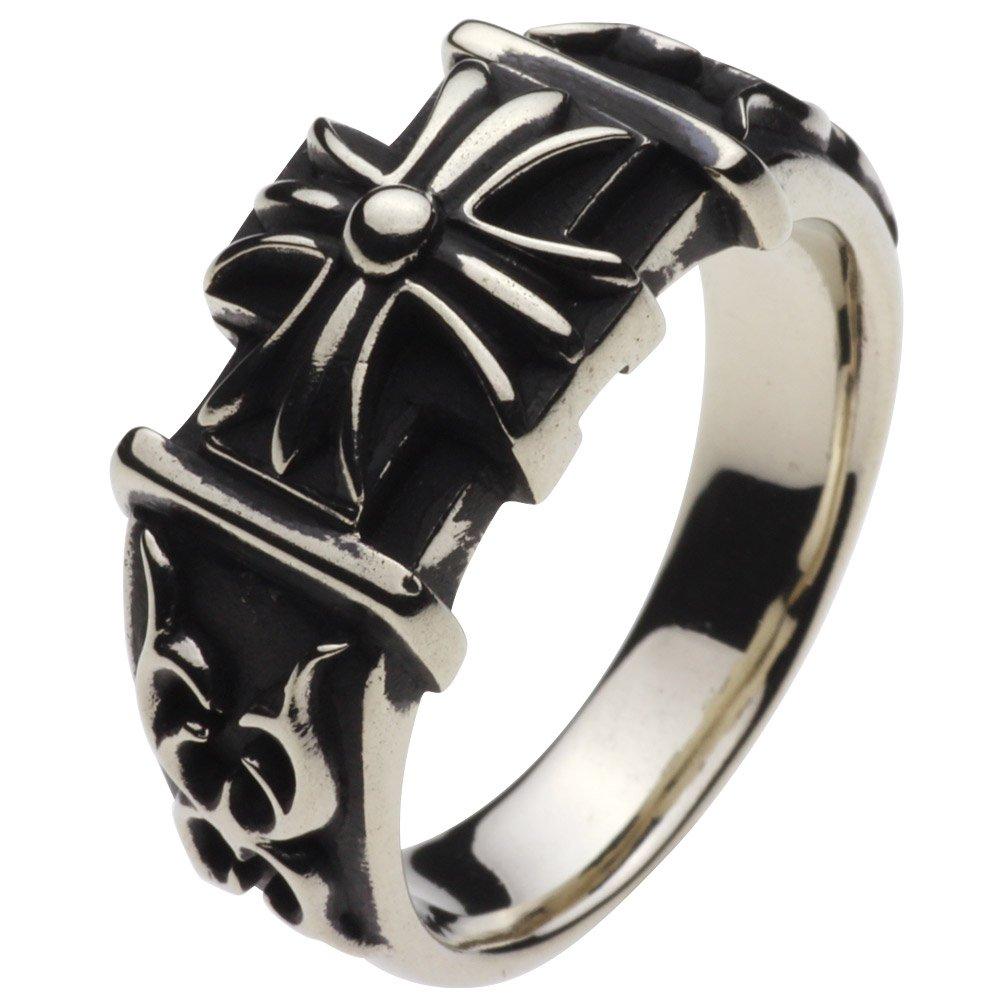 

Металеве кільце з готичним хрестом r5006 27 [Сенот] [Білий аксесуар] №. срібний