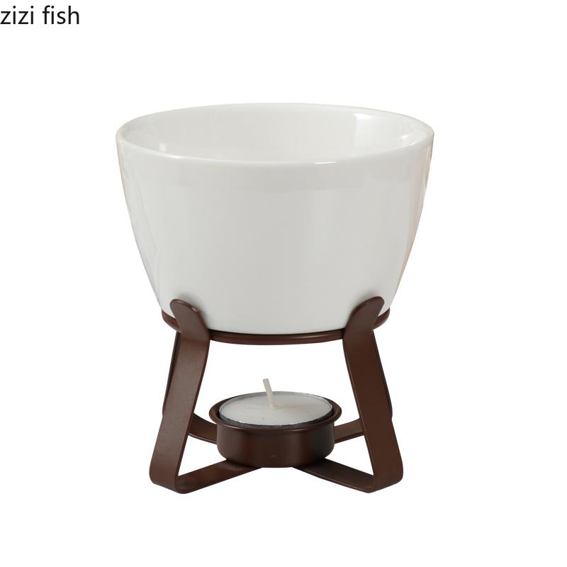 Ceramic Cheese Bowl Chocolate Fondue Melting Furnace Hot Pot Stove Dining Plate Dessert Plate Heated Insulation Tray Cheese Pot