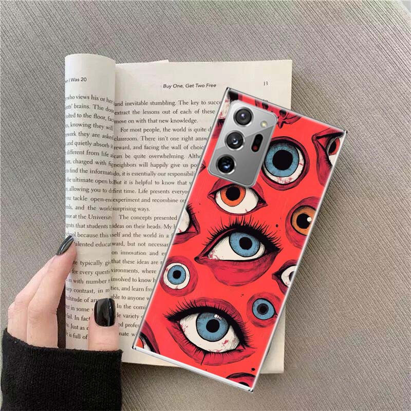Devil Fear, Red Eye Dense Phobia Phone Case for Samsung A17 A37 A57 A54 A14 A24 A34 A07 A04S A02S A12 A22 A32 A52S A16 A26 A36 A