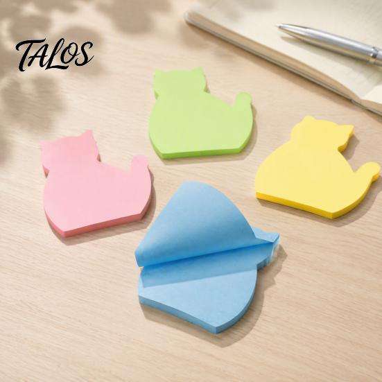Cute Cat Sticky Notepad 2PCS Shaped Notepads, Multi Color Macaron Adhesive Animal Memo Pads Pads, Compact Decorative Note Tabs for Office School Vivid