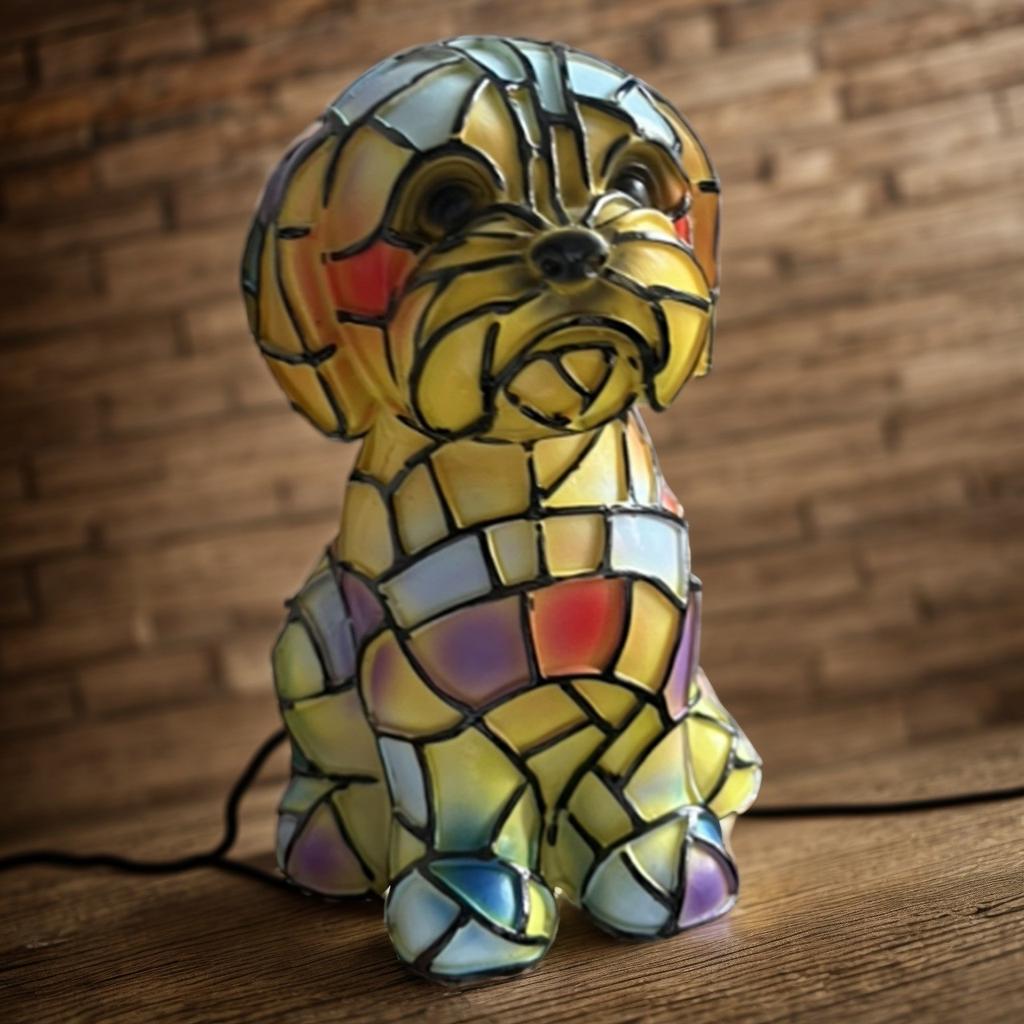 Umělecké noční světlo ze série psů, Francouzská lampa, Lampa Corgi, Stolní noční světlo z barevné pryskyřice, LED roztomilý mazlíček na stůl, Vintage zvířecí domácí dekorace