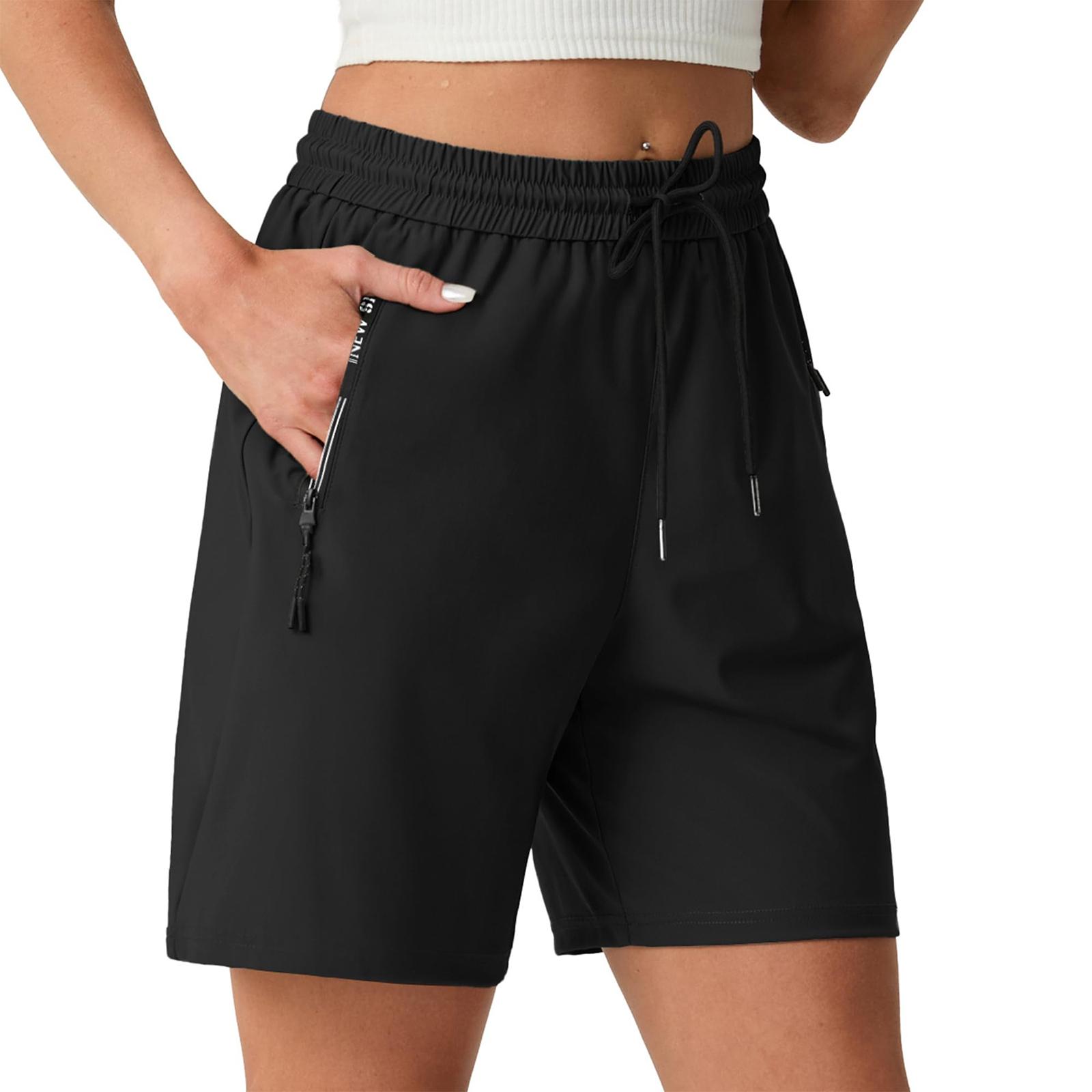 

Shorts For Women Casual Summer High Waisted Wide Leg Beach Vacation Shorts With Pockets XL чёрный