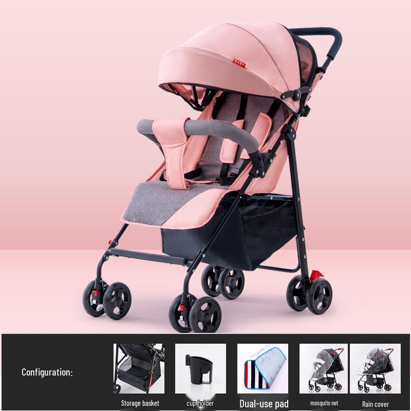 

Ультралегкая складная детская коляска: Сидячее или лежачее положение, Амортизация для новорожденных и детей, Дизайн карманного зонта с высоким обзором