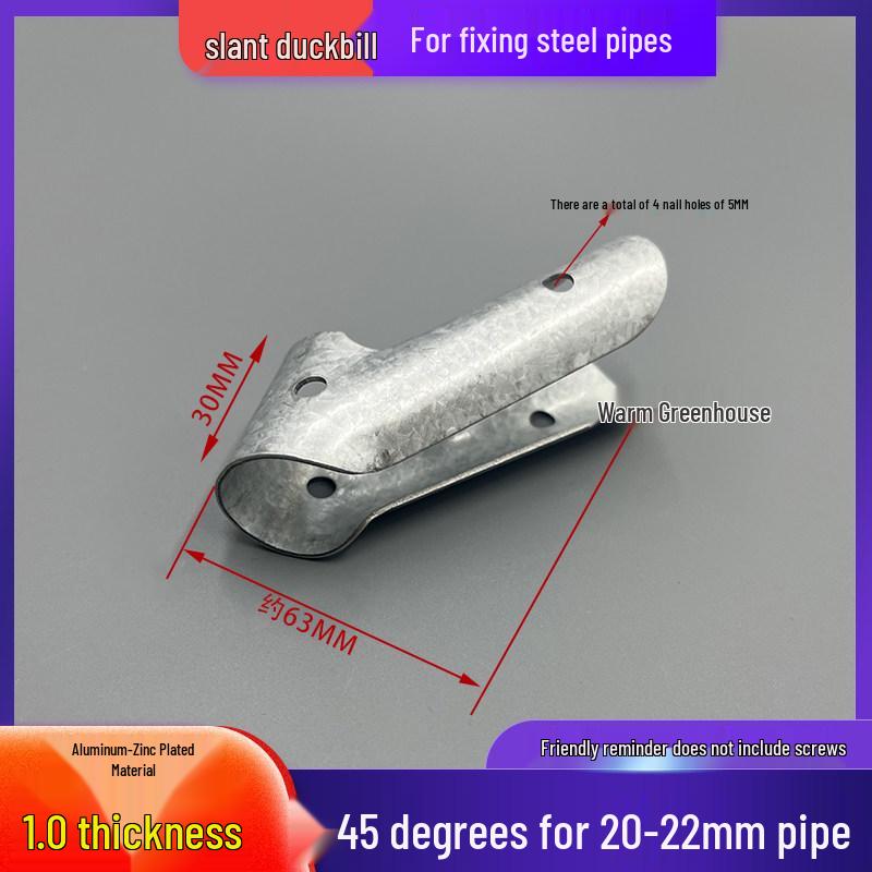 Angled Duckbill Pipe Clamp Connector: 45°/60° Reinforced Tee Clamp for Greenhouse 10 pieces