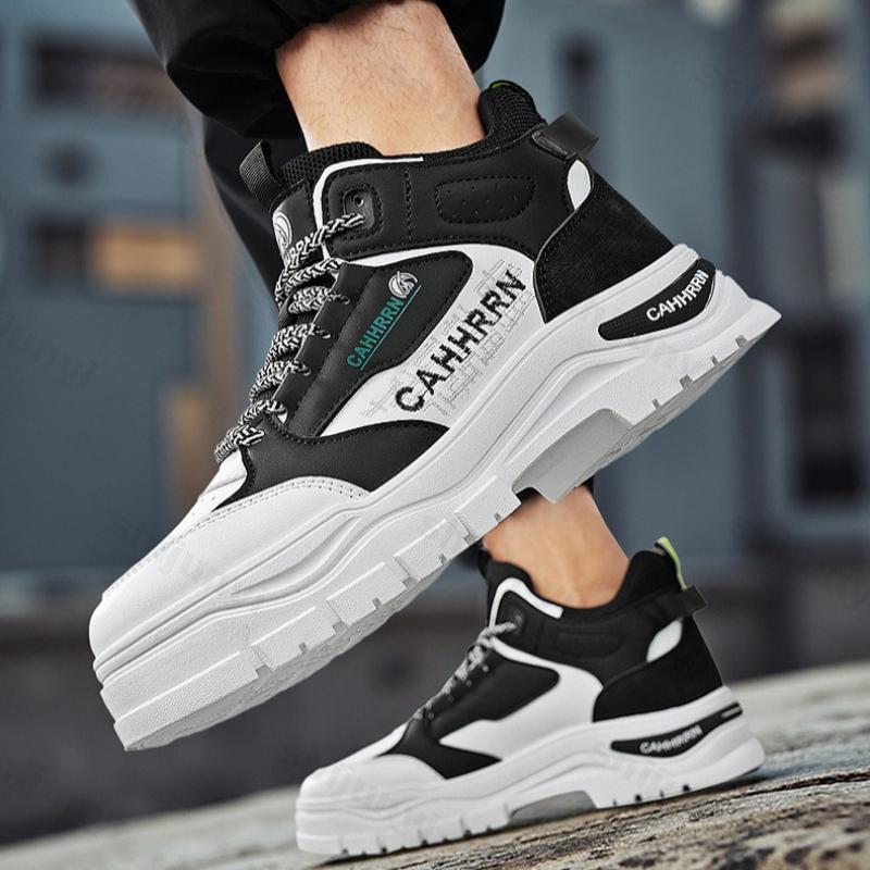 Men's Work Shoes 2026 Autumn New Outdoor Non Slip Comfortable Platform Sneakers Fashion Cross Tied Height Increase Casual Shoes