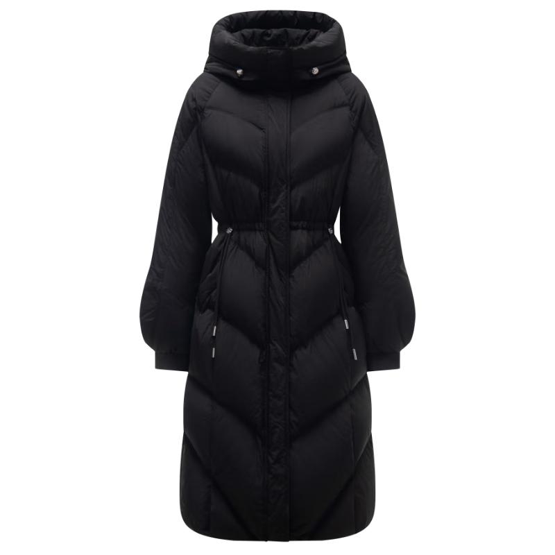 Tanboer Women's Casual Cinched Waist Mid-Length Down Jacket TB233836