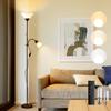 Floor Lamp, LED Stand Light, Interior Indirect Lighting, Upper Floor Stand, Torch Shape, Nordic Style, Stylish, Simple, Includes 2 LED Bulbs (Black)