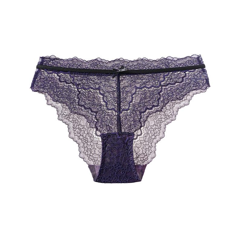 TERMEZY Women Lace Sexy Panties Breathable Underpants Seductive Soft Briefs Low-Rise Bow Hollow Out Transparent Lingerie
