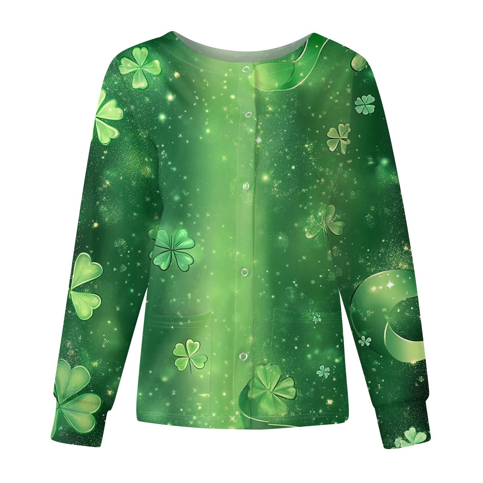 

Женская мода с длинным рукавом и воротником-стойкой, однобортная, с принтом ко Дню Святого Патрика M