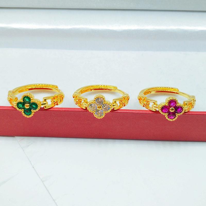 Minimalist Modern Clover Open Ring In Brass Gold Finish Perfect Accessory For Women