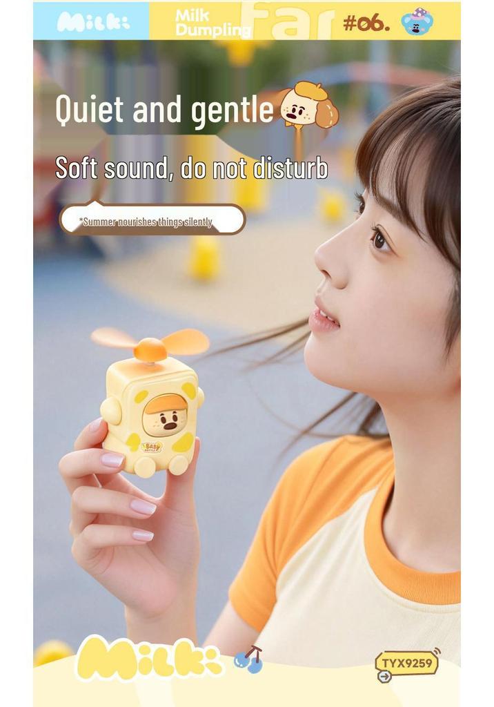 2026 New USB Rechargeable Milk Bottle Mini Fan - Portable Cartoon Design for Students