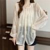 Summer High-end Jacquard Sunscreen Shirt Women's Plus Size Loose Lace Cover Shirt Top Shirt