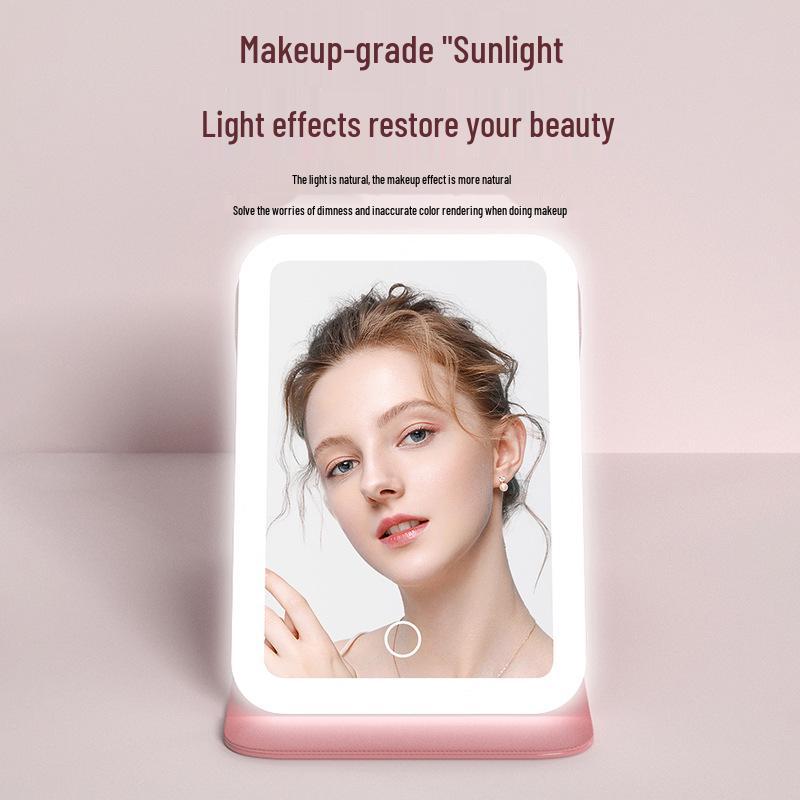 Portable LED Makeup Mirror with Light - Foldable Desktop Vanity Mirror
