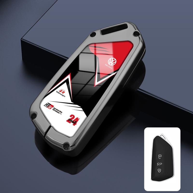 

For VOLKSWAGEN VW Zinc Alloy Car Leather Key Case Cover Shell For Volkswagen VW Golf 8 MK8 ID-4 ID-6 A8 For Seat Leon FR MK4 Cu