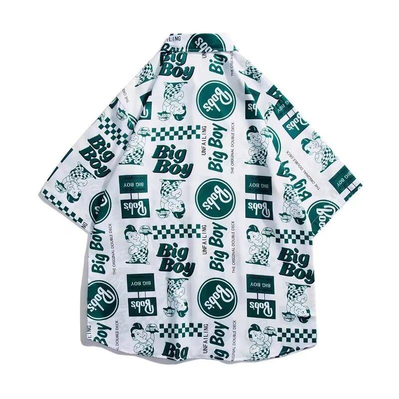 Pánská retro košile, pánský letní outfit, studentský volný střih, výklenek, neformální pánský top, svrchní oblečení, plážový top