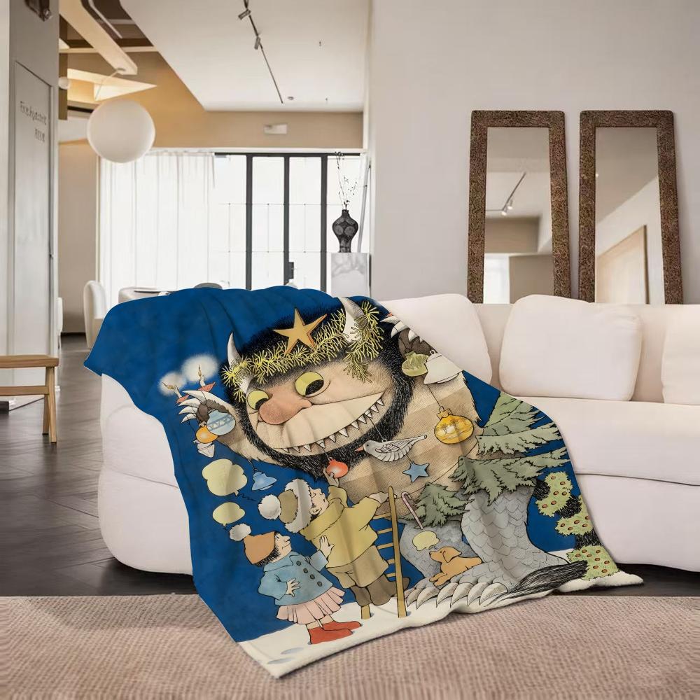 PictureBook W Where The Wild Things A Are Throw Flannel Throw Blanket Suitable for Sofa Living Room Bedroom