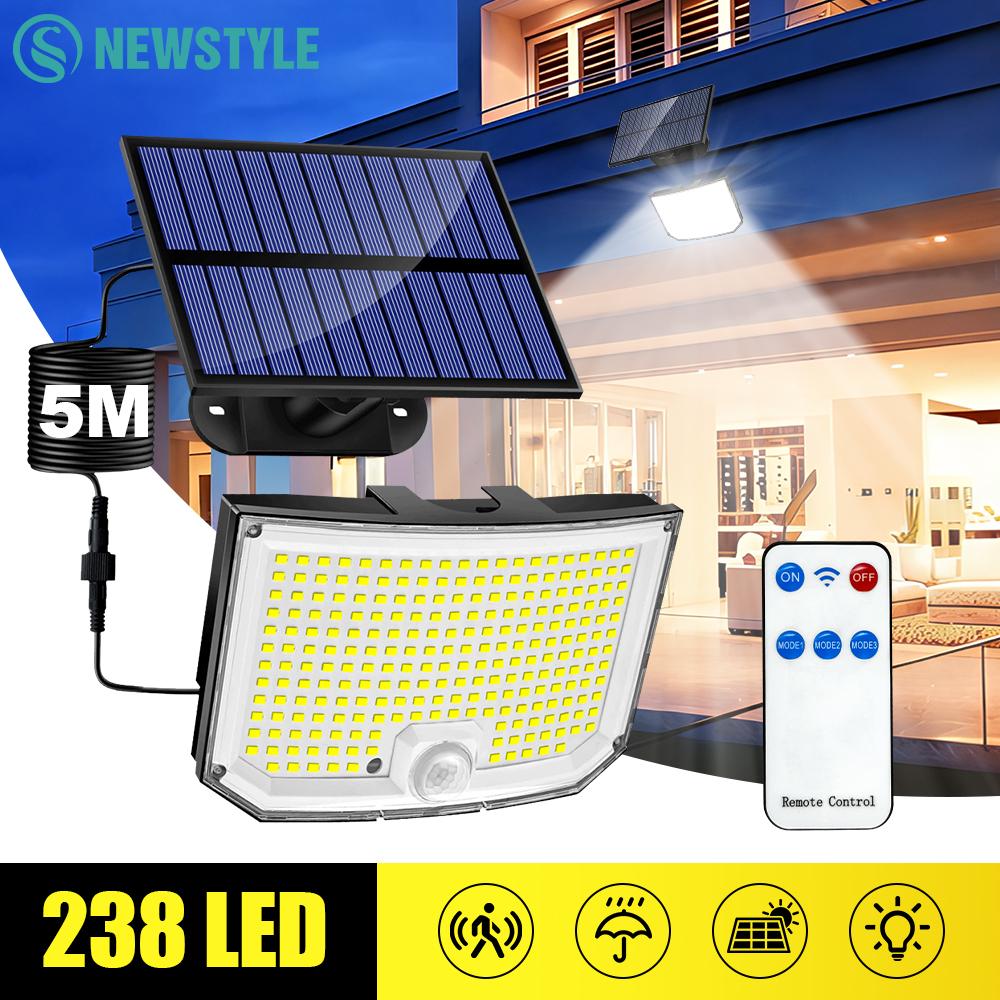 238 LED Solar Motion Sensor Lights Outdoor IP65 Waterproof Super Bright Security Spotlight Wall Lamp for Garden Garage Yard