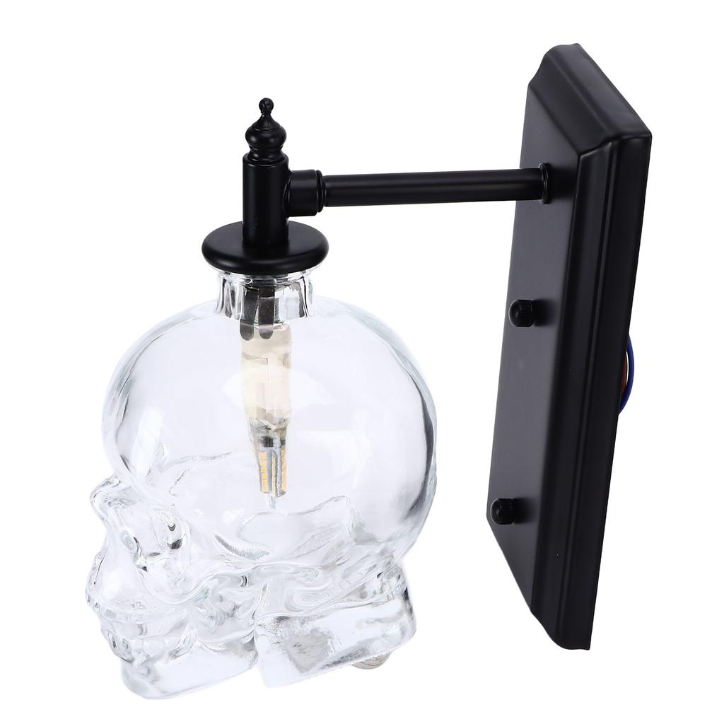 Vintage Wall Lamp Iron Glass Skull Shape Industrial Wall Mounted Light with G9 Bulb for Bedroom Corridor 110‑220V