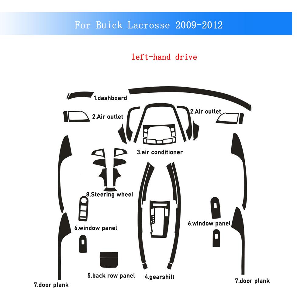 Carbon Fiber For Buick Lacrosse 2009-2012 Car Film Interior Sticker Center Console Gear Dashboard Air Door Handle Lift Panel