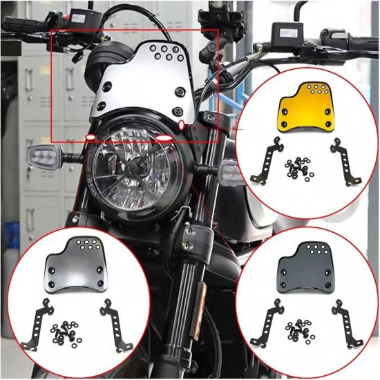 Compatible with Ducati Scrambler 400 800 2015-2023 2017 2018 Motorcycle Windscreen Windshield Fly Screen Shield Wind Deflector with Holder(Gold)